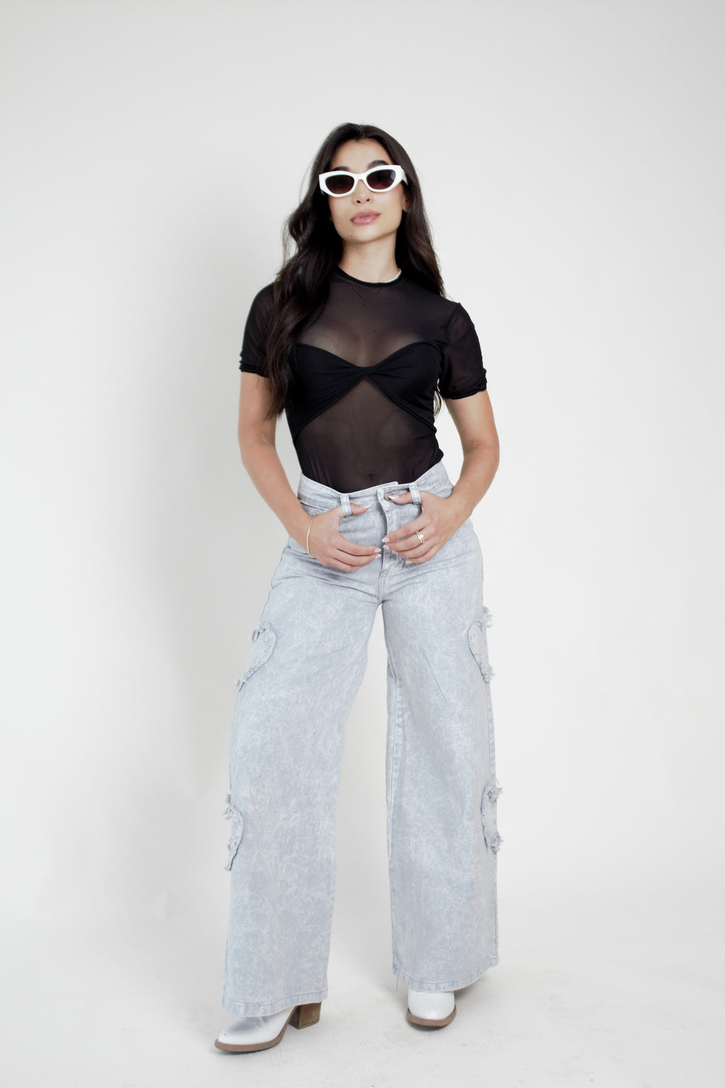 Jean Moda Corazones con Brillos