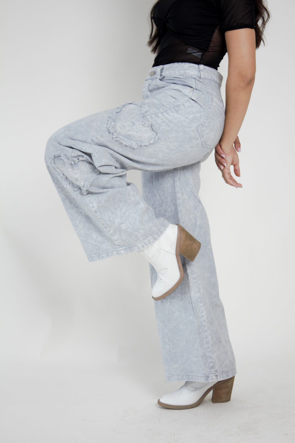 Jean Moda Corazones con Brillos