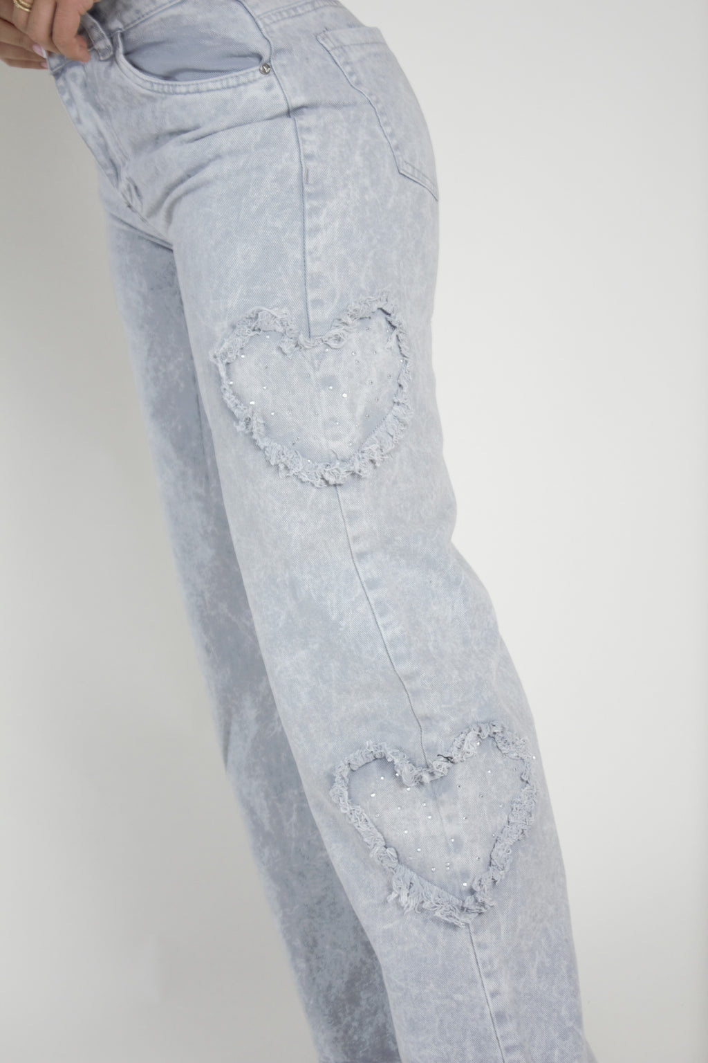 Jean Moda Corazones con Brillos
