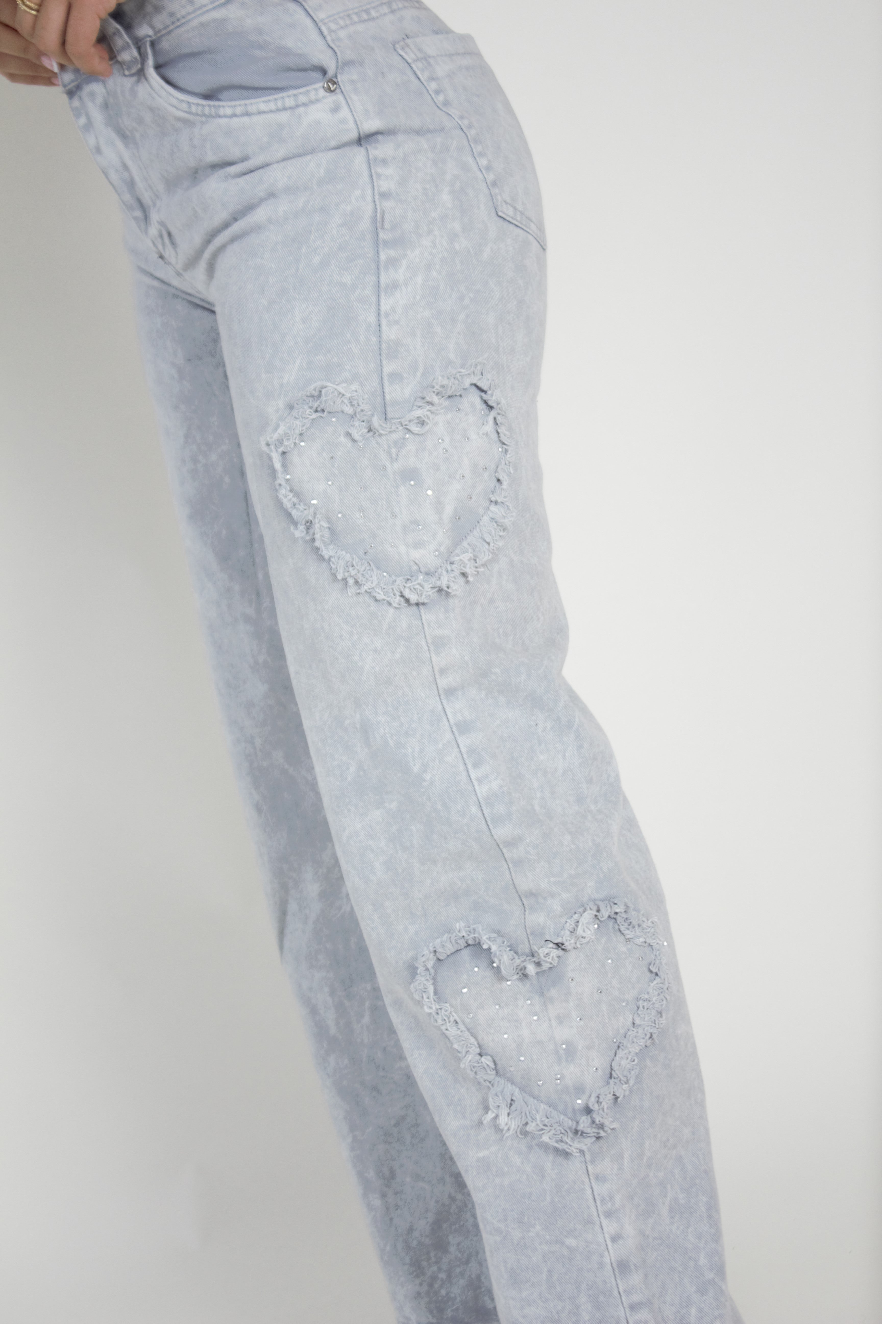Jean Moda Corazones con Brillos